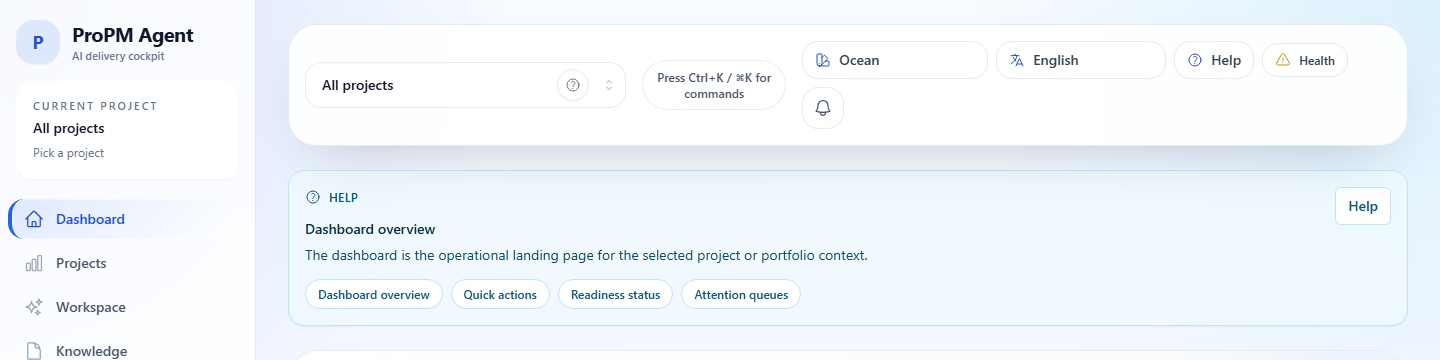 Top bar and global navigation