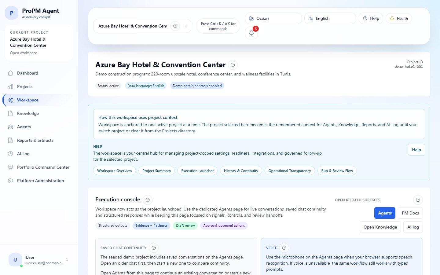 Project workspace overview
