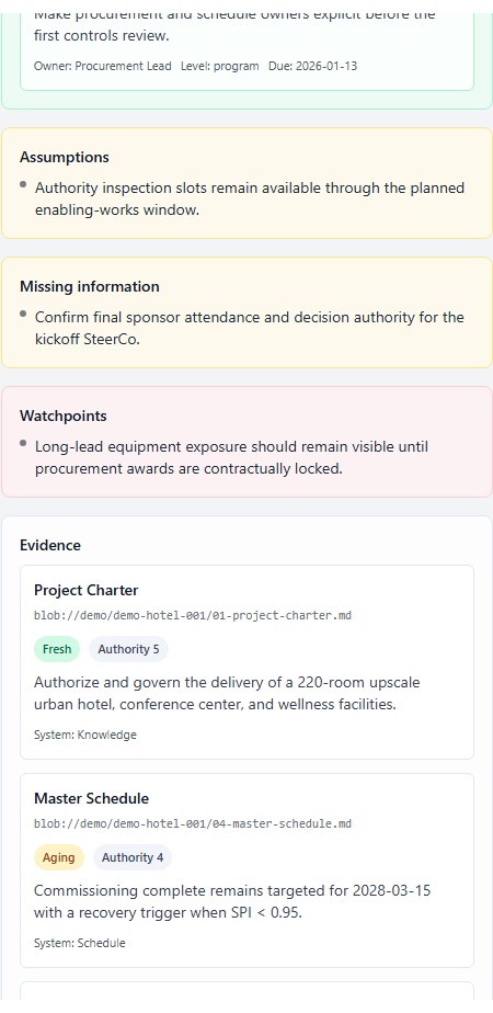 Example of a structured output in the project workspace