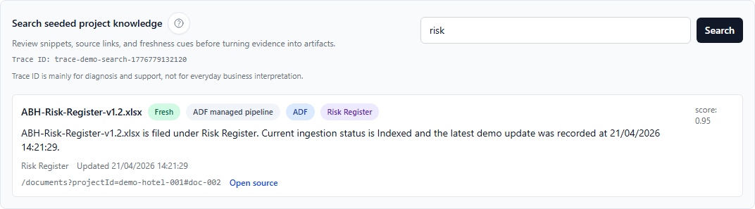 Search results in knowledge