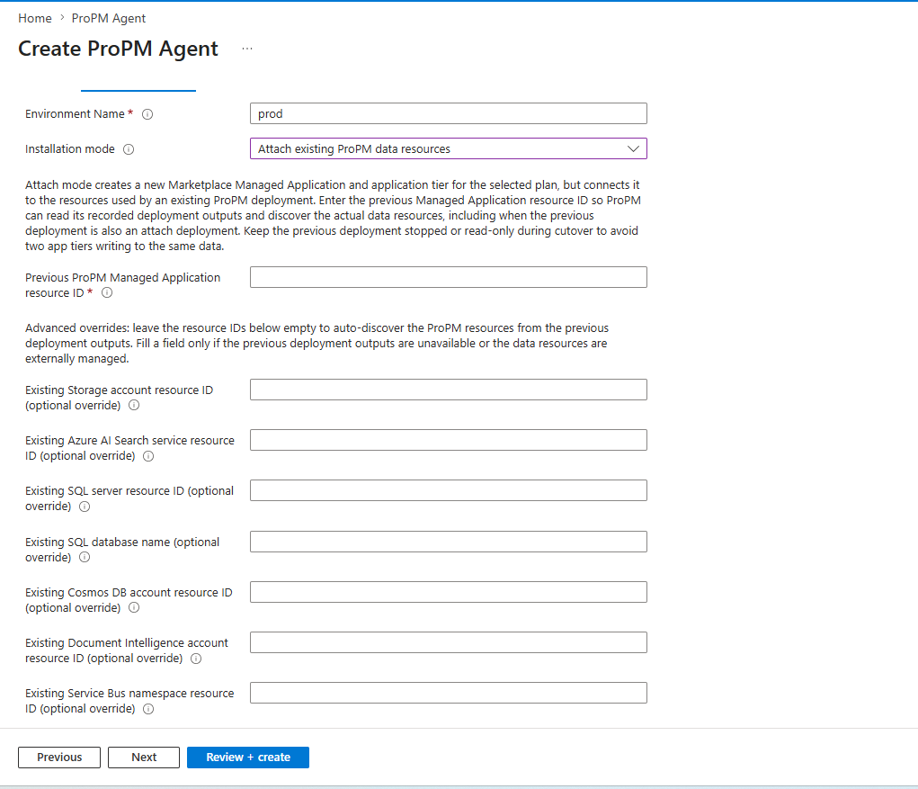 Attach existing ProPM data resources settings