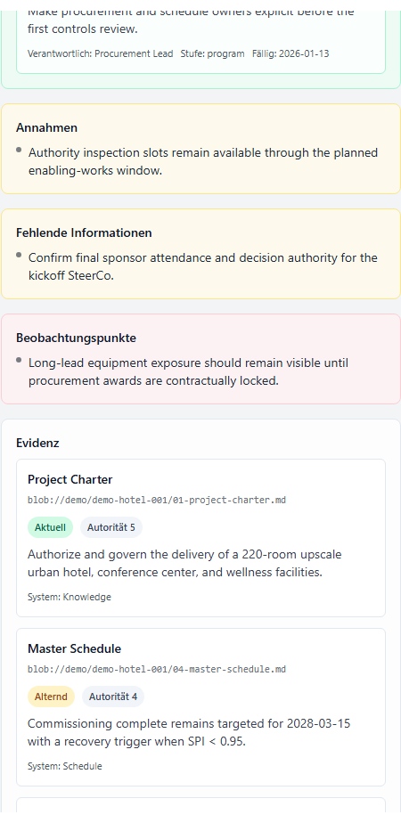 Beispiel einer strukturierten Ausgabe im Arbeitsbereich