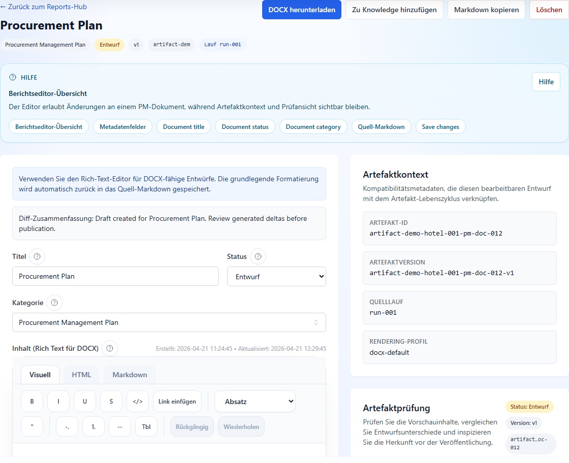 PM Doc-Editor und Dokumentenüberprüfung