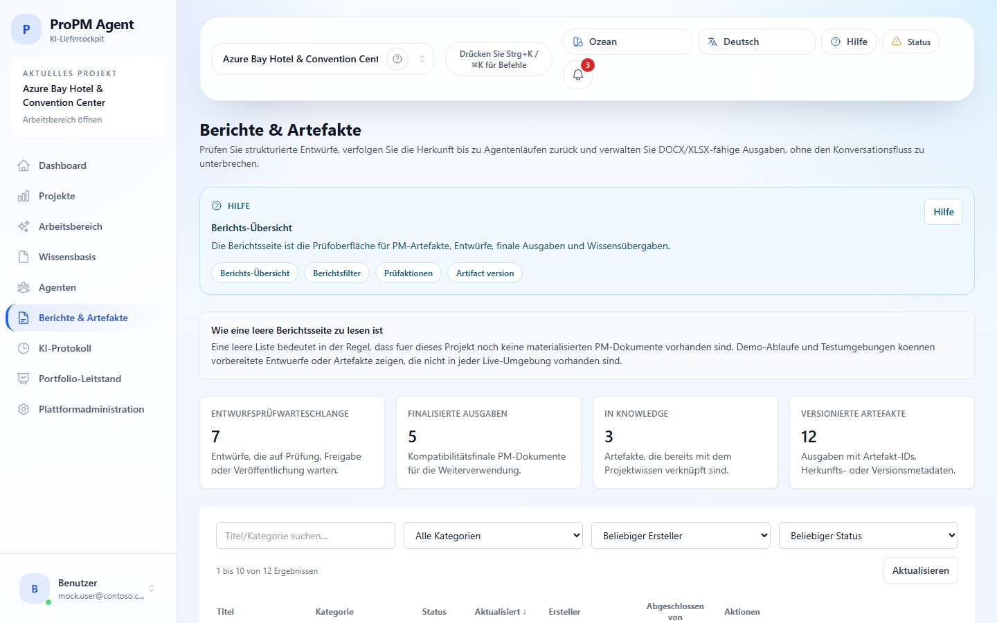 Berichte und Artefakte