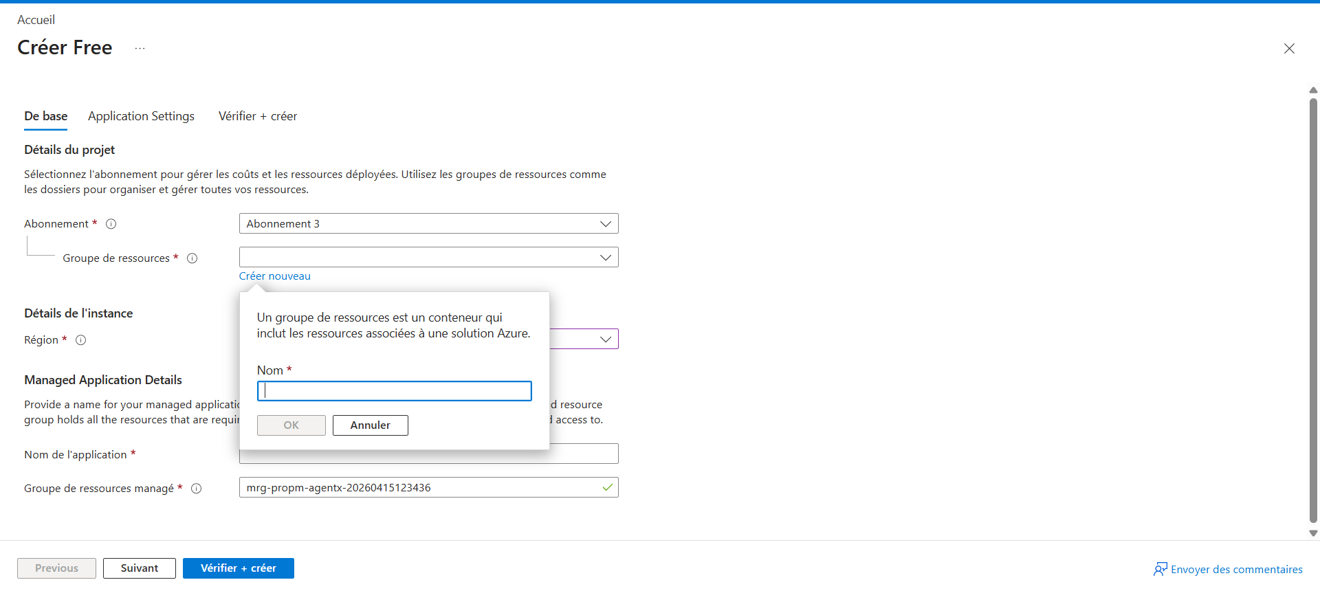 Basis-Tab der Azure Marketplace Bereitstellung