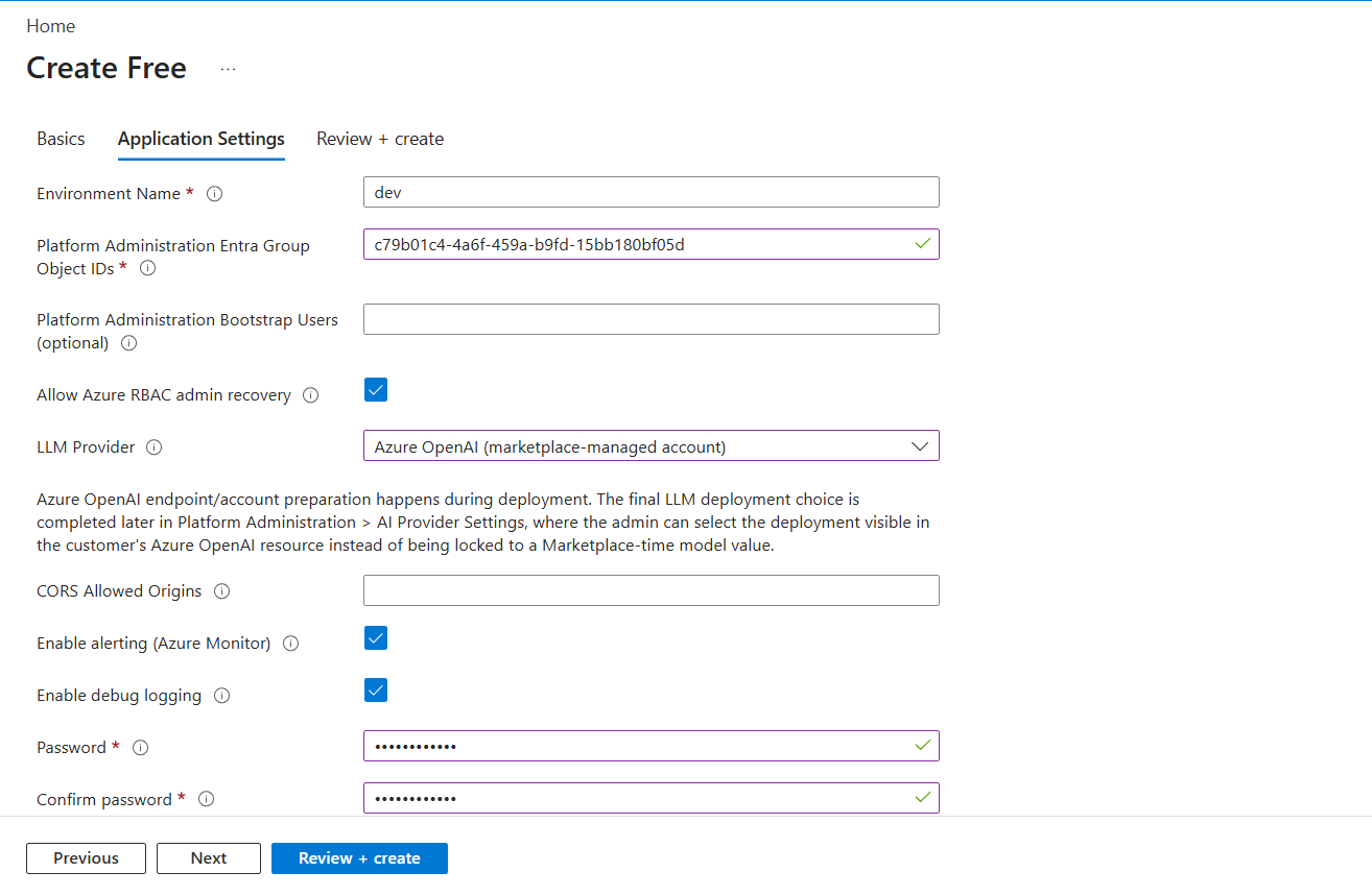 Auswahl Azure OpenAI mit Hinweis auf spätere Konfiguration in der Verwaltung