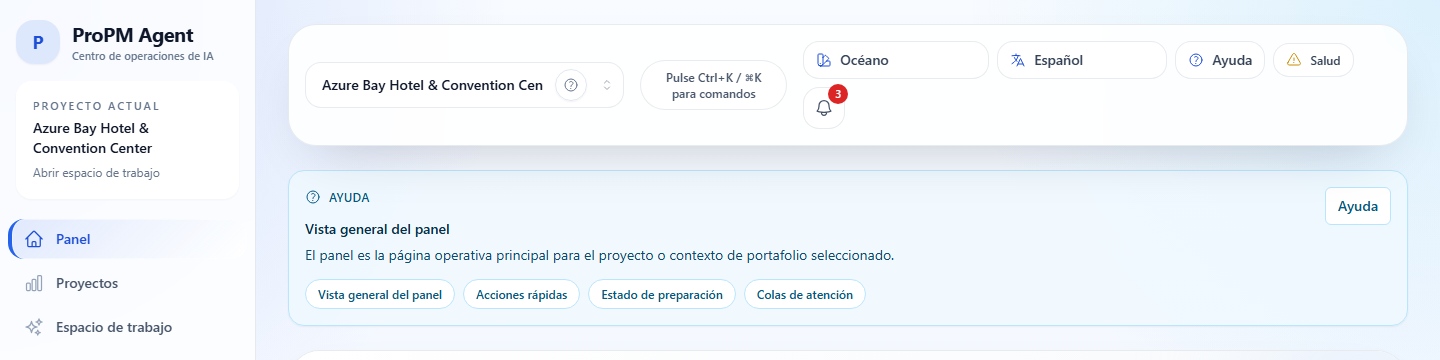 Barra superior y navegación global