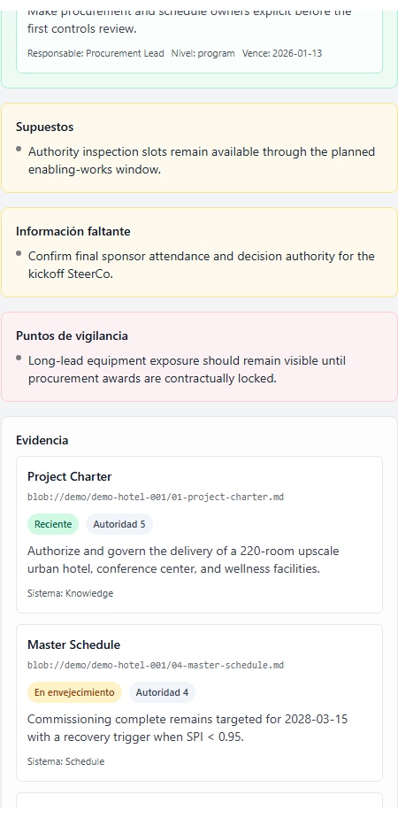 Ejemplo de salida estructurada en el espacio de proyecto