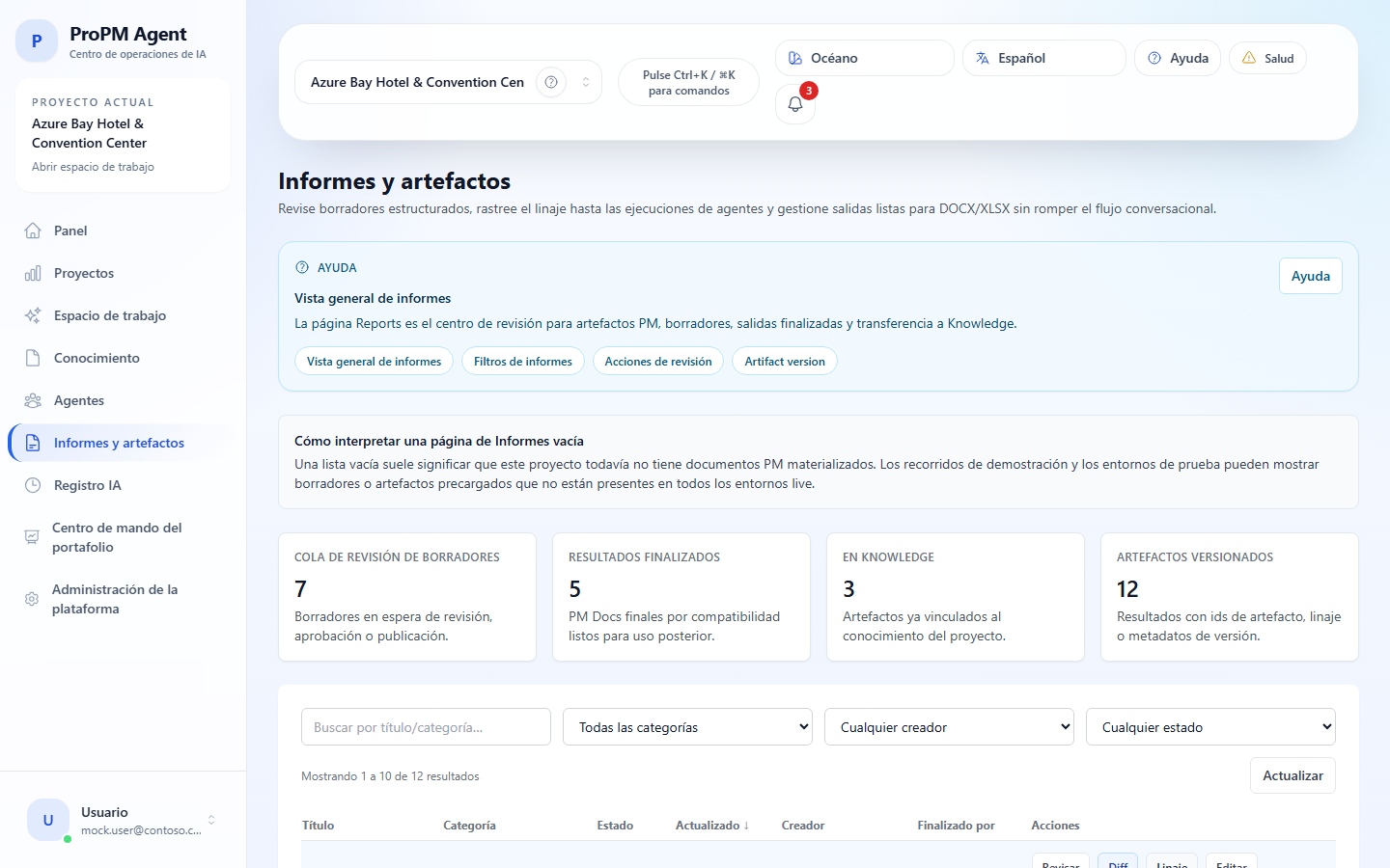 Informes y artefactos