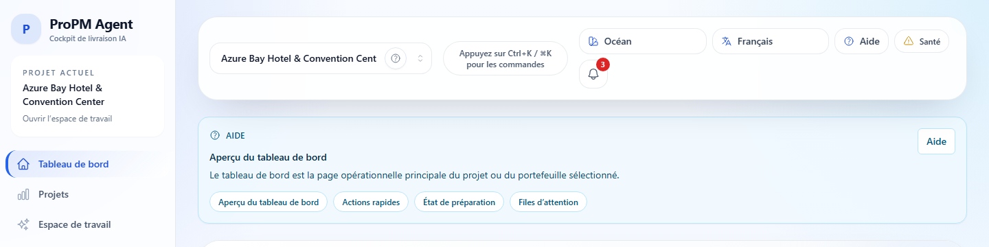 Barre supérieure et navigation globale