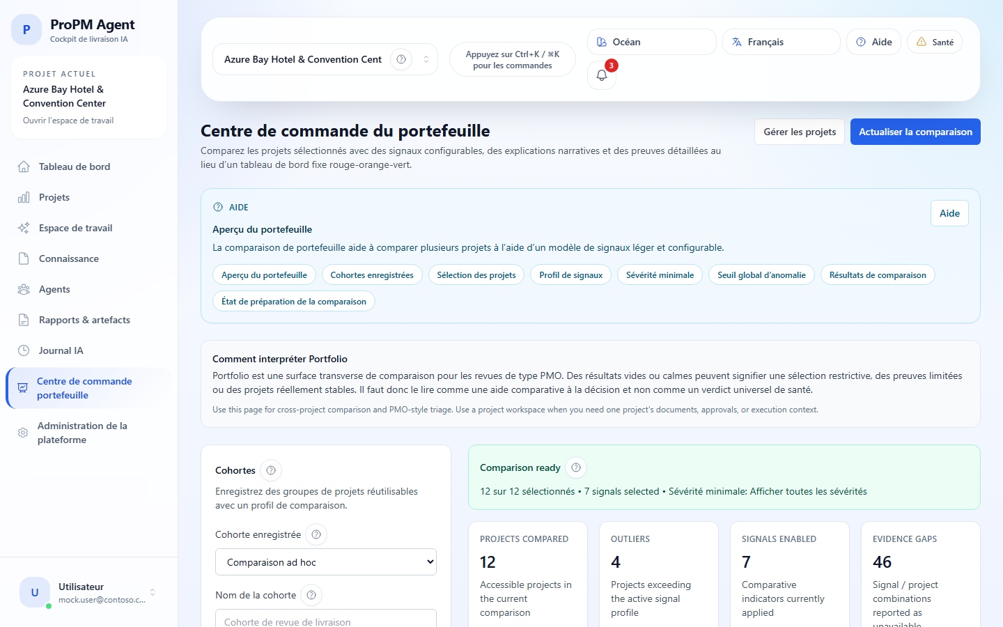 Centre de commande portefeuille