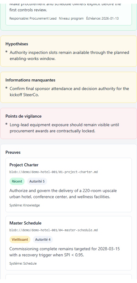 Exemple de sortie structurée dans l’espace projet