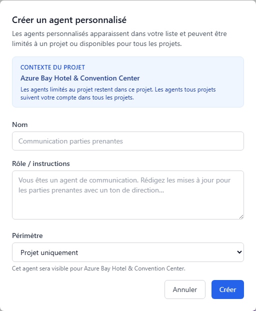 Création d’un agent personnalisé